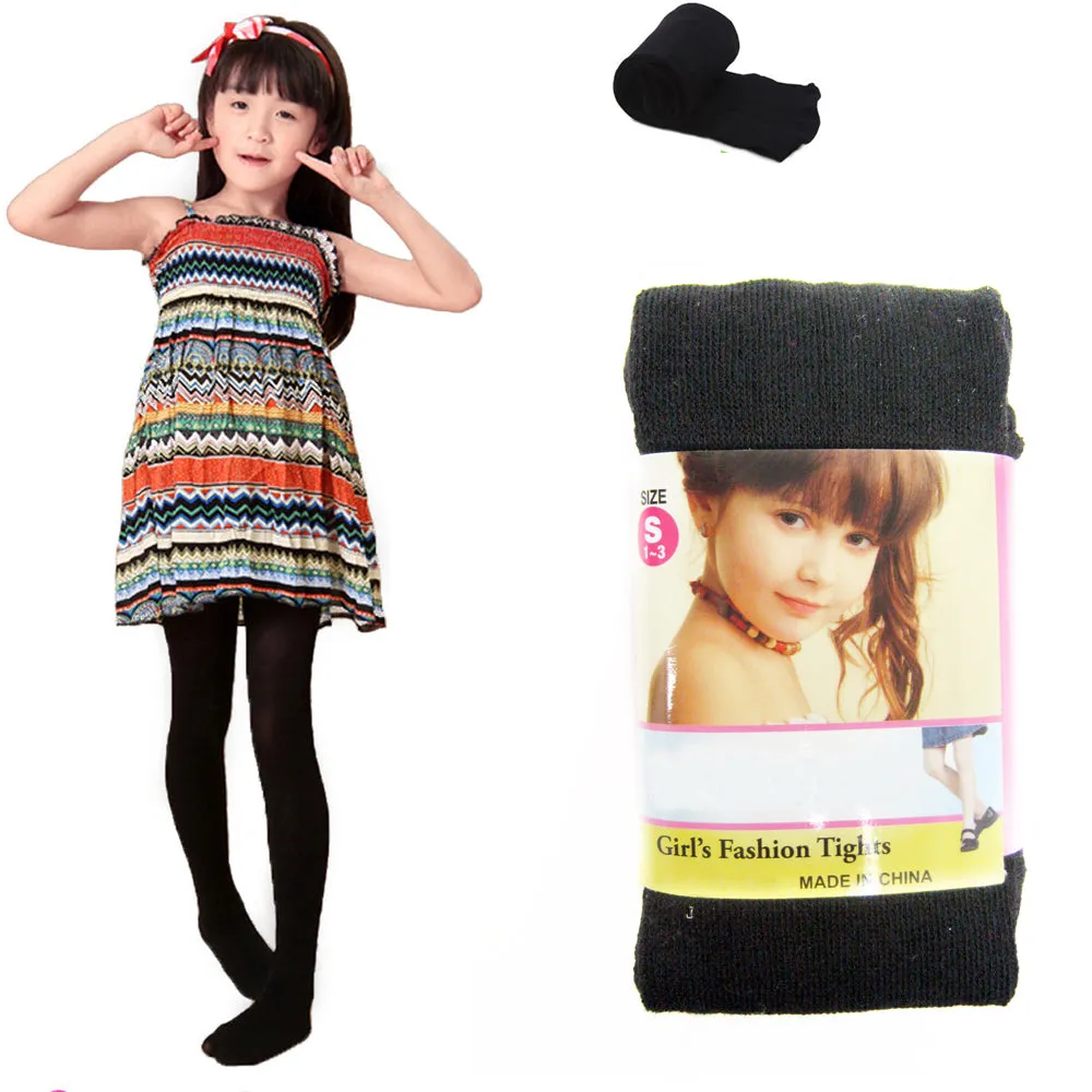 6 Pc Girls Kids Black Footed Tights Dance Stockings Pantyhose Ballet Small 1-3