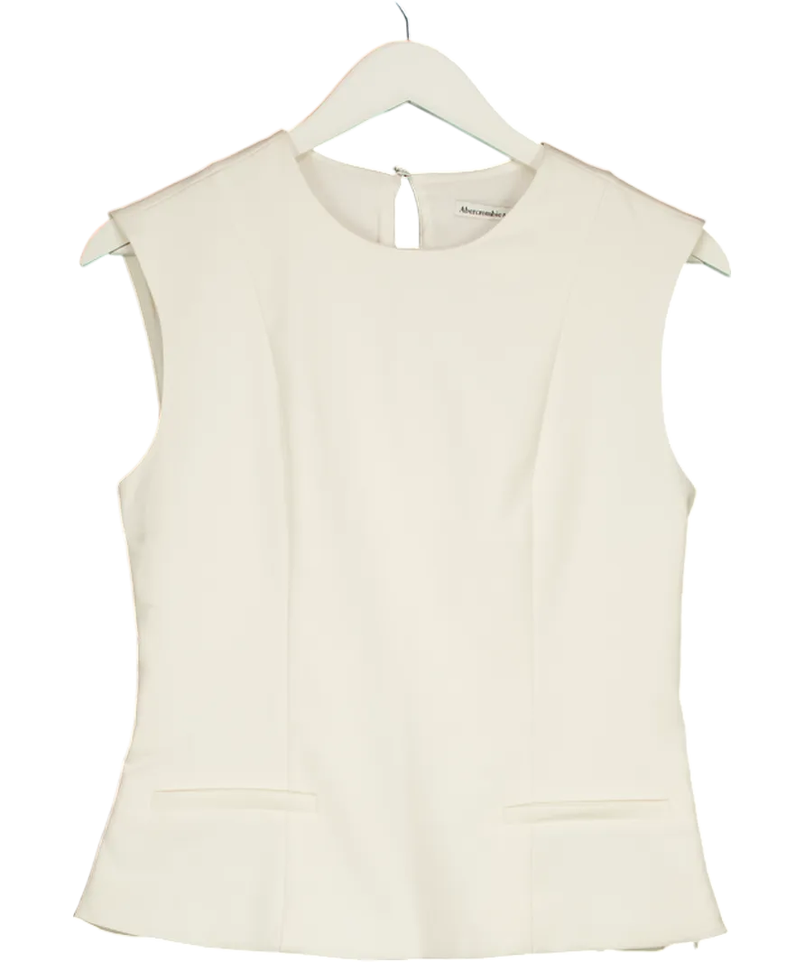 Abercrombie & Fitch Cream Sleevelss Tailored Crepe Top UK S