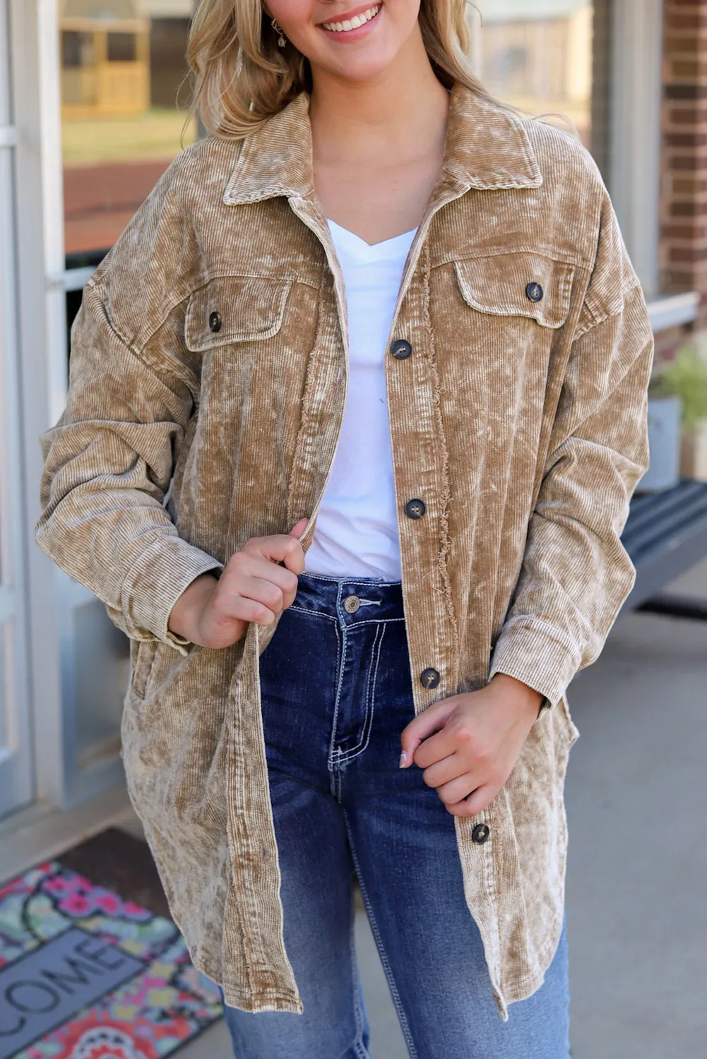 Button-Down Corduroy Shacket