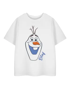 Disney Olaf Girls White Short Sleeved T-Shirt