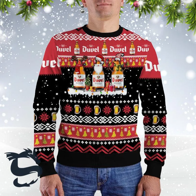 Duvel Beer Santa Reindeer Snowflake Ugly Sweater