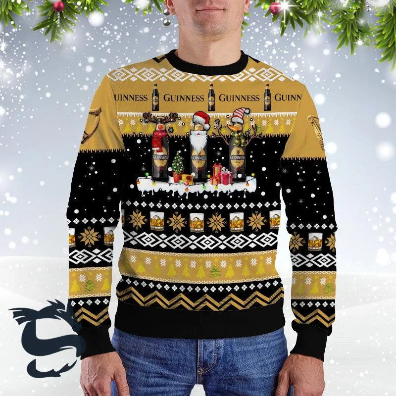 Guinness Santa Reindeer Snowflake Xmas Sweater
