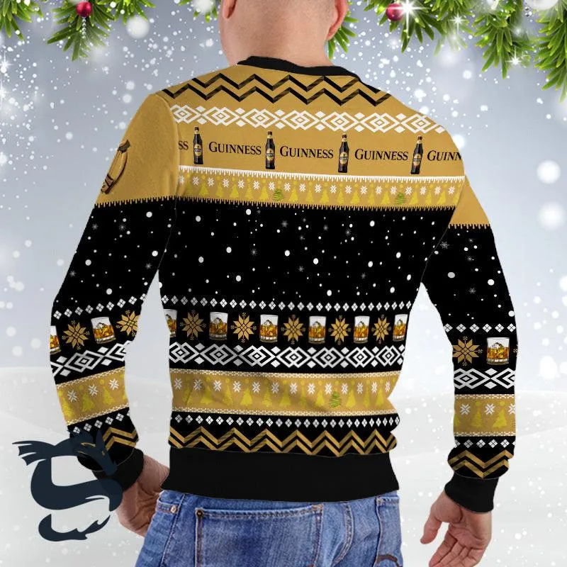 Guinness Santa Reindeer Snowflake Xmas Sweater