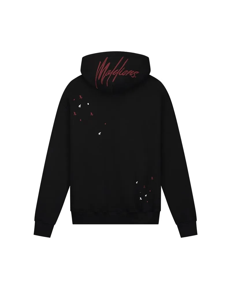 Malelions Men Oversized Painter Hoodie | Black/Burgundy