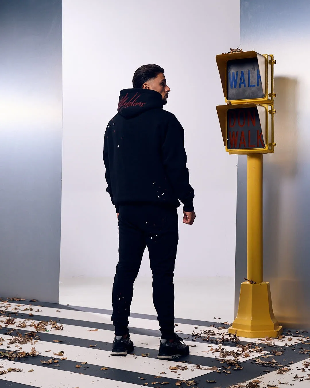 Malelions Men Oversized Painter Hoodie | Black/Burgundy