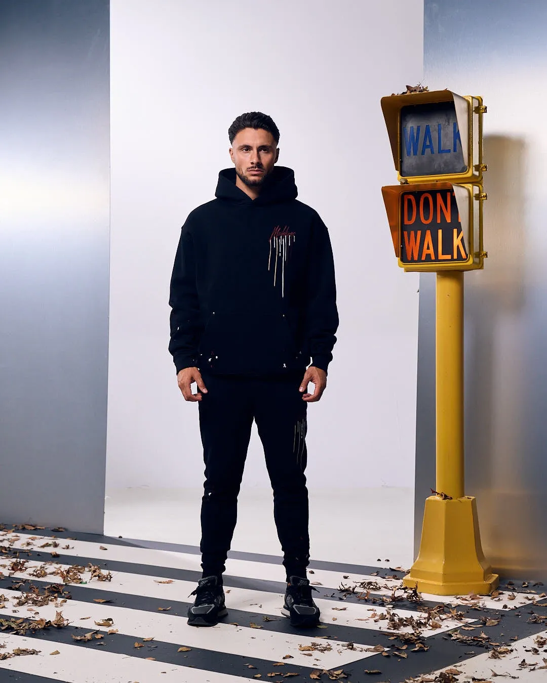 Malelions Men Oversized Painter Hoodie | Black/Burgundy