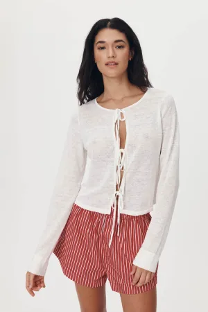 Marcia Bow Cardigan Top // Bone