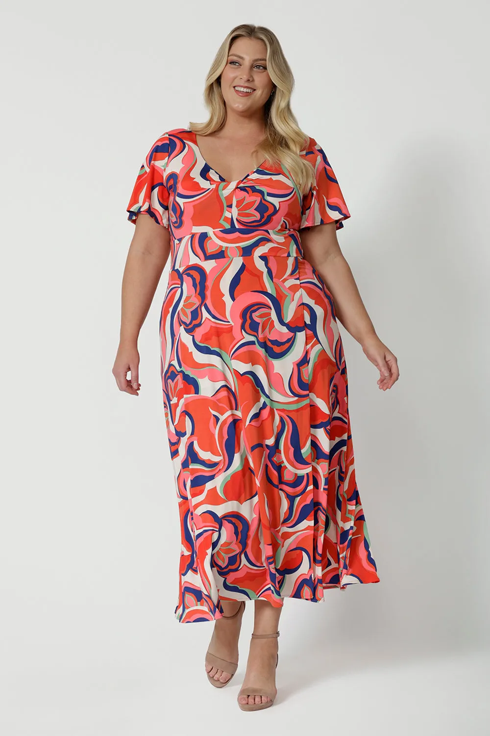 Mica Maxi Dress in Red Lotus