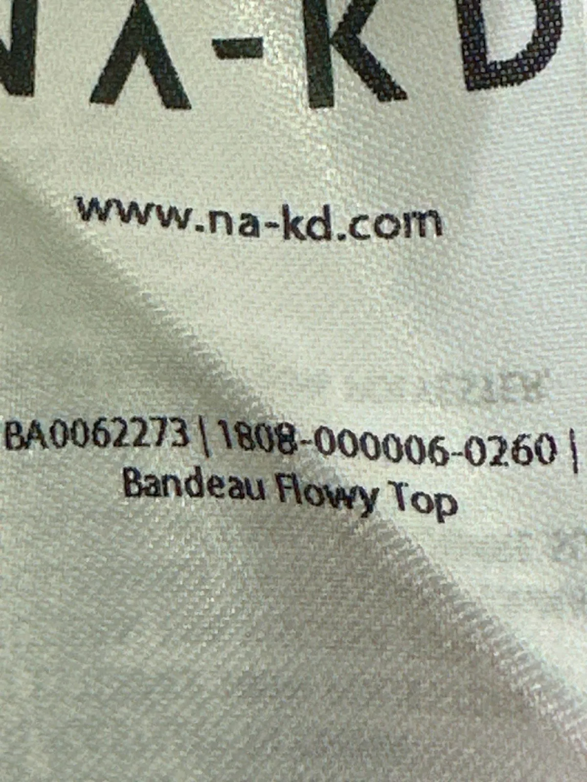 NA-KD Offwhite Bandeau Flowy Top EU 34