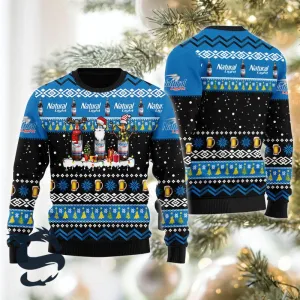 Natural Light Santa Reindeer Snowflake Ugly Christmas Sweater