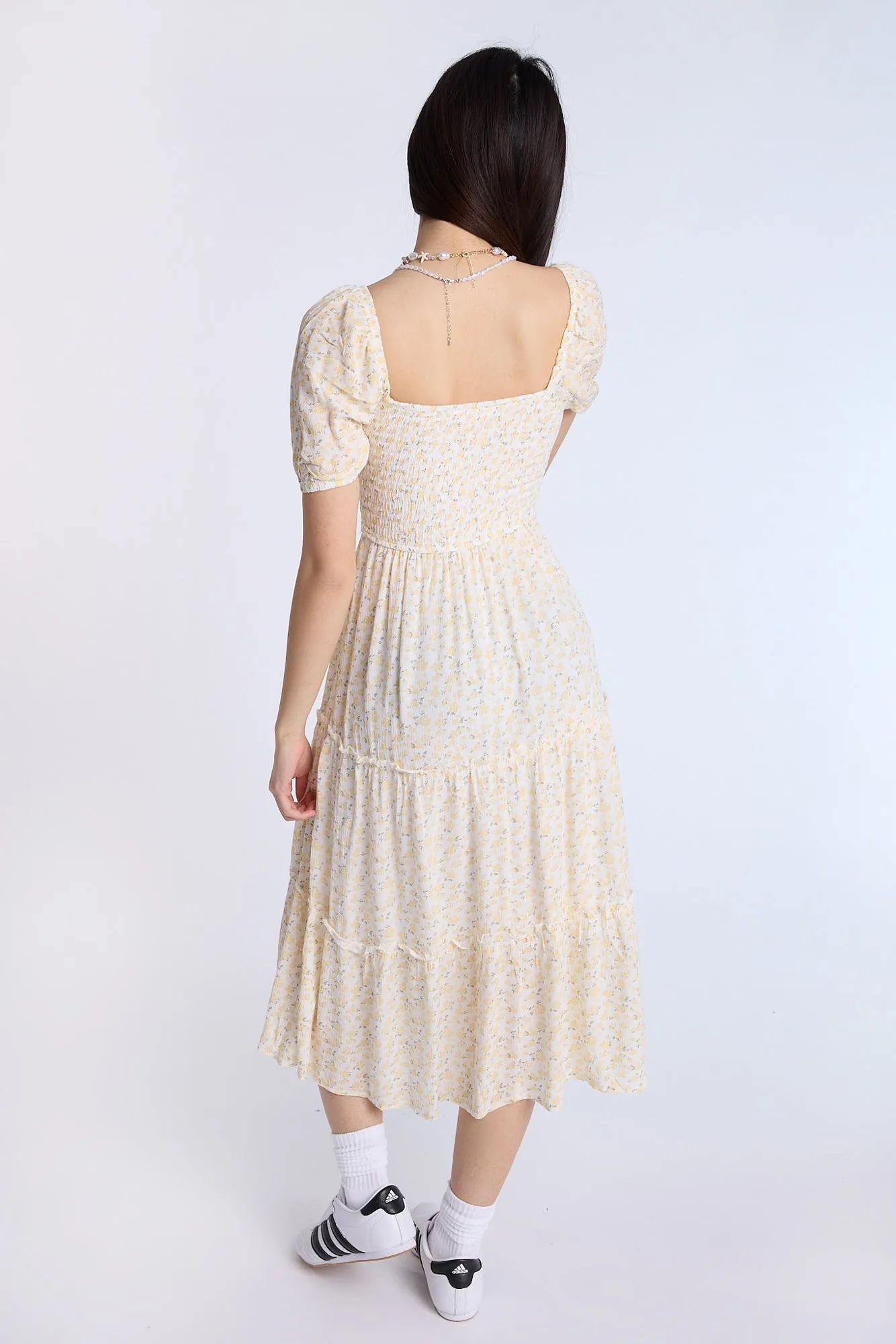 Puff Sleeve Smocked Tiered Maxi Dress