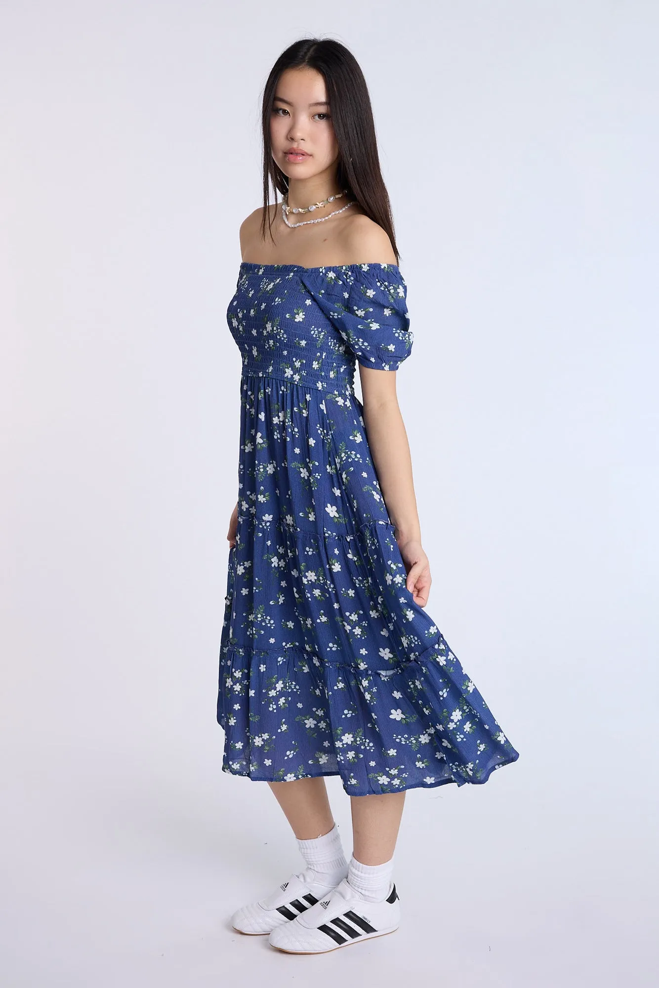Puff Sleeve Smocked Tiered Maxi Dress