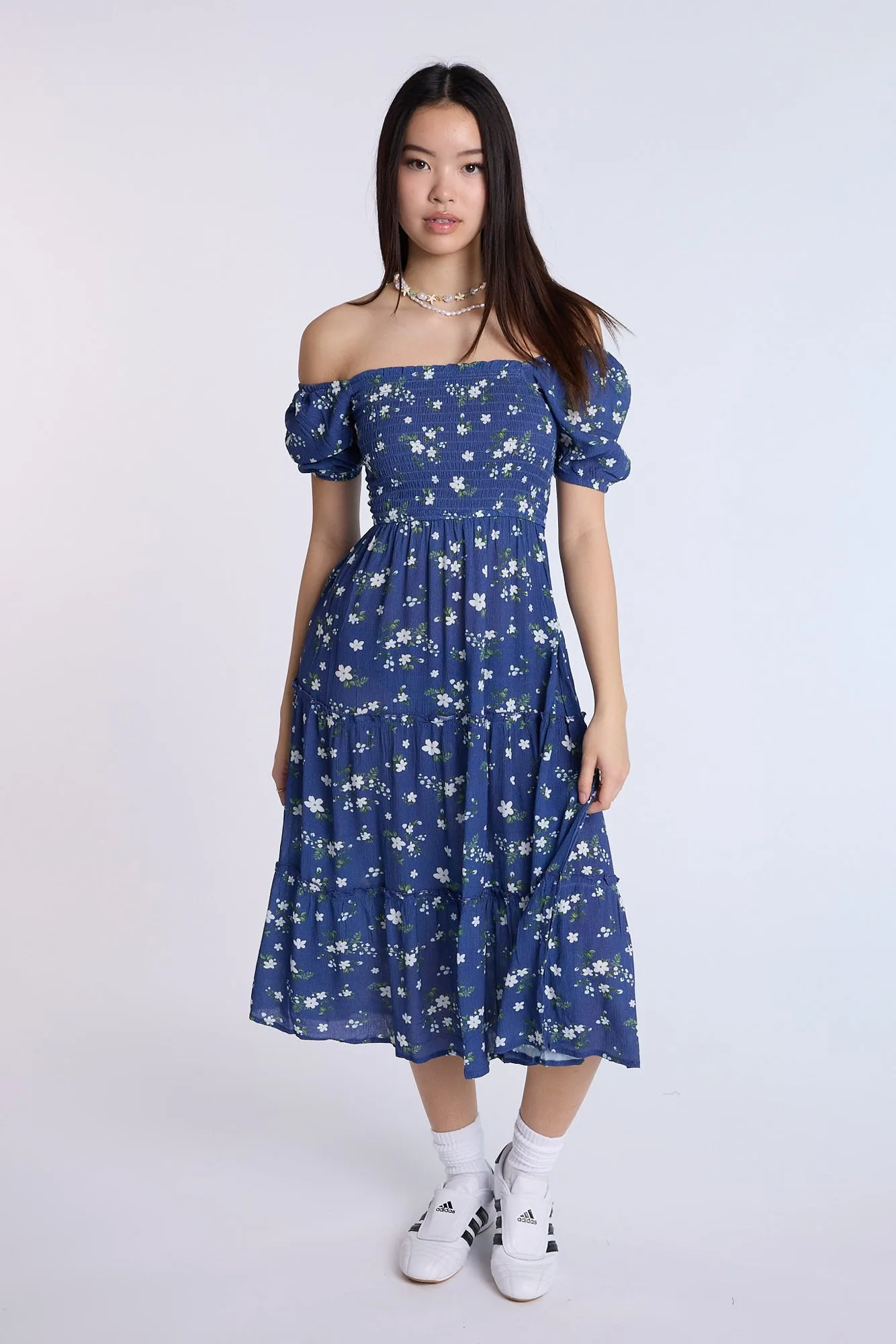 Puff Sleeve Smocked Tiered Maxi Dress