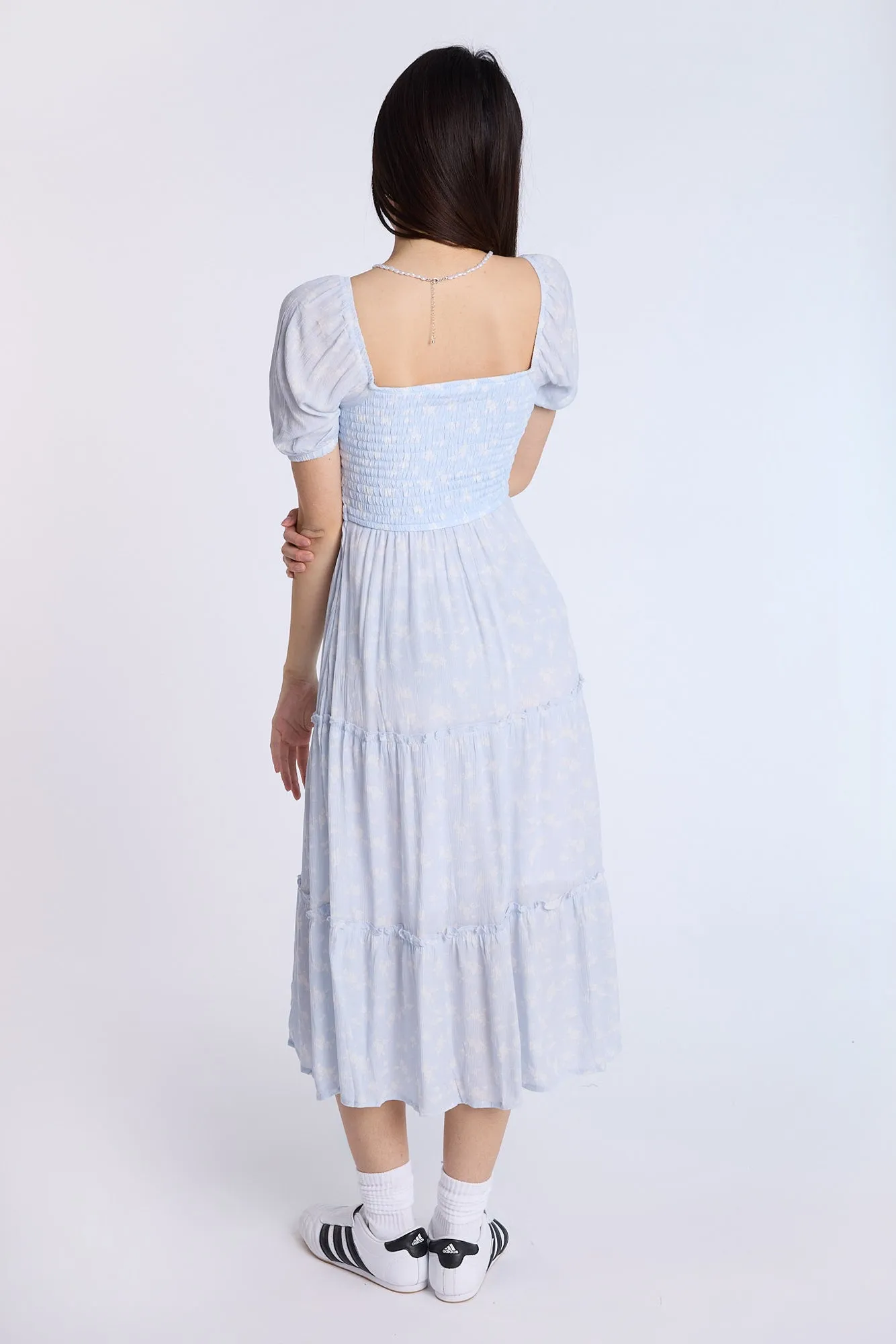 Puff Sleeve Smocked Tiered Maxi Dress