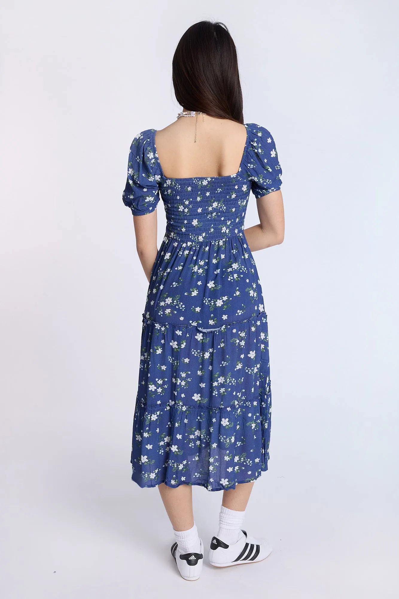 Puff Sleeve Smocked Tiered Maxi Dress