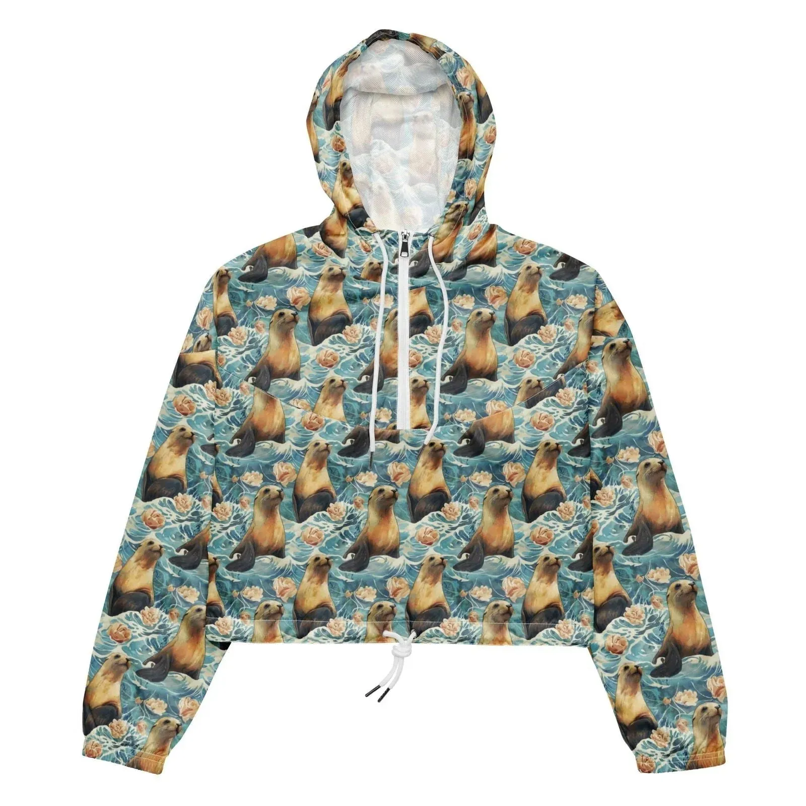 Seaside Sea Lion Women’s cropped Windbreaker
