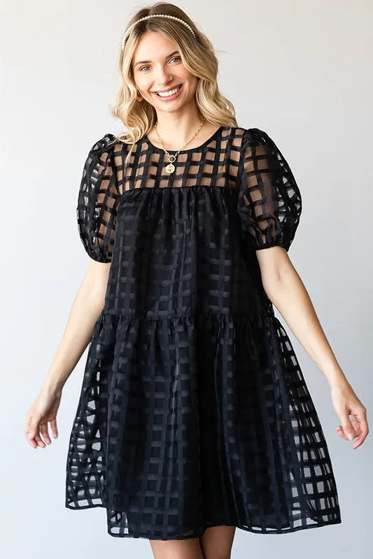 Treat Yourself Plaid Organza Dress