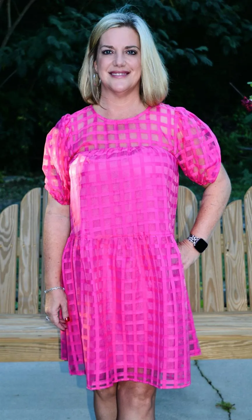Treat Yourself Plaid Organza Dress